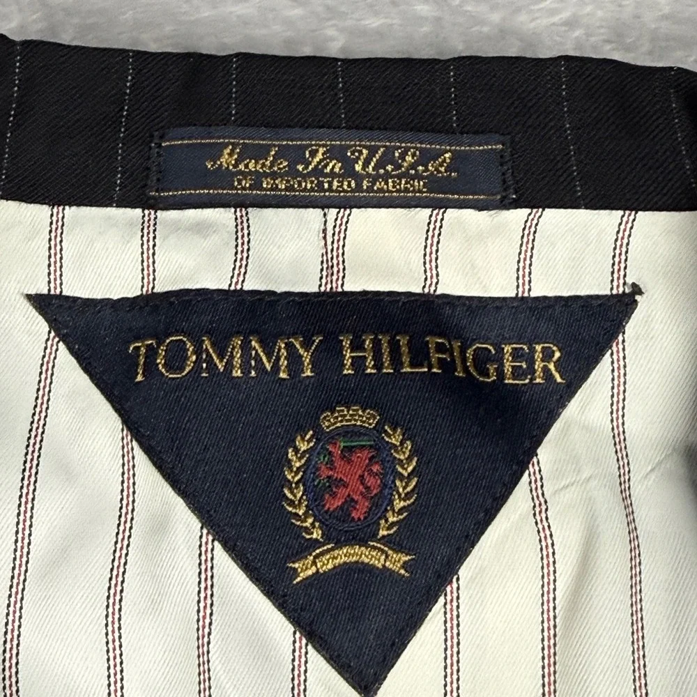 Tommy Hilfiger Blazer Mens‎ 40R Navy Pinstripe Wool Suit Jacket USA Made